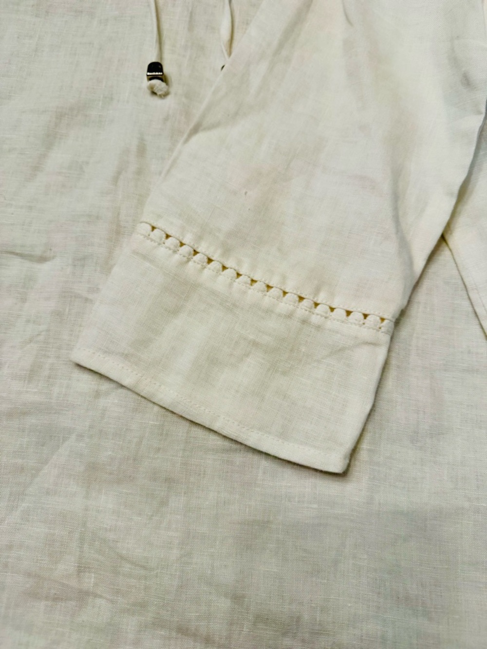Rafaella Women’s White 100% Linen Split-Neck Tunic with Ties Size S‎ - Picture 4 of 9